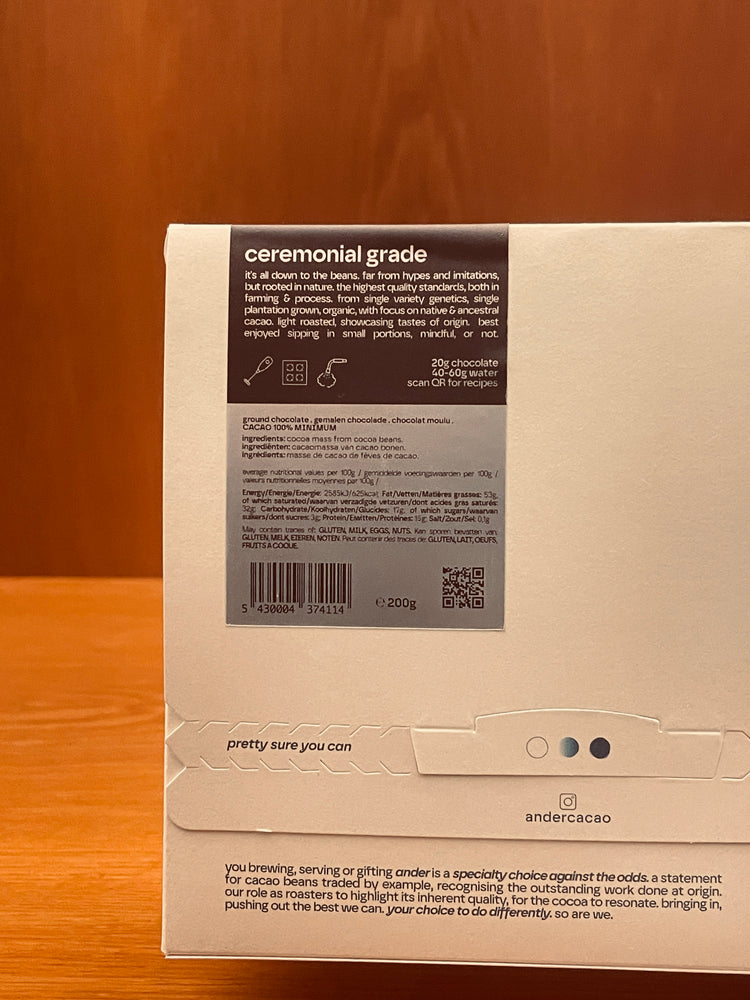 ceremonial drinking chocolate 100% . EL SALVADOR chiquihuat . complex & rich