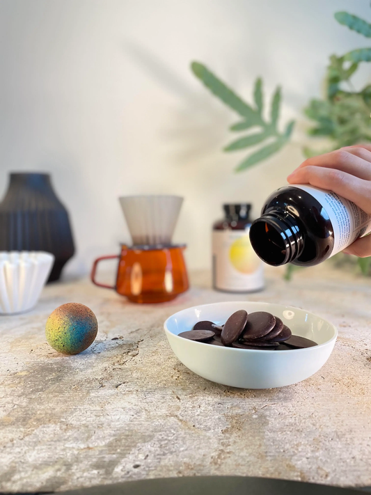 Pouring chocolates for snacking in bowl