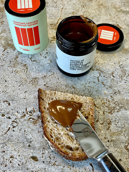 roasted washed cascara hazelnut spread . 160g