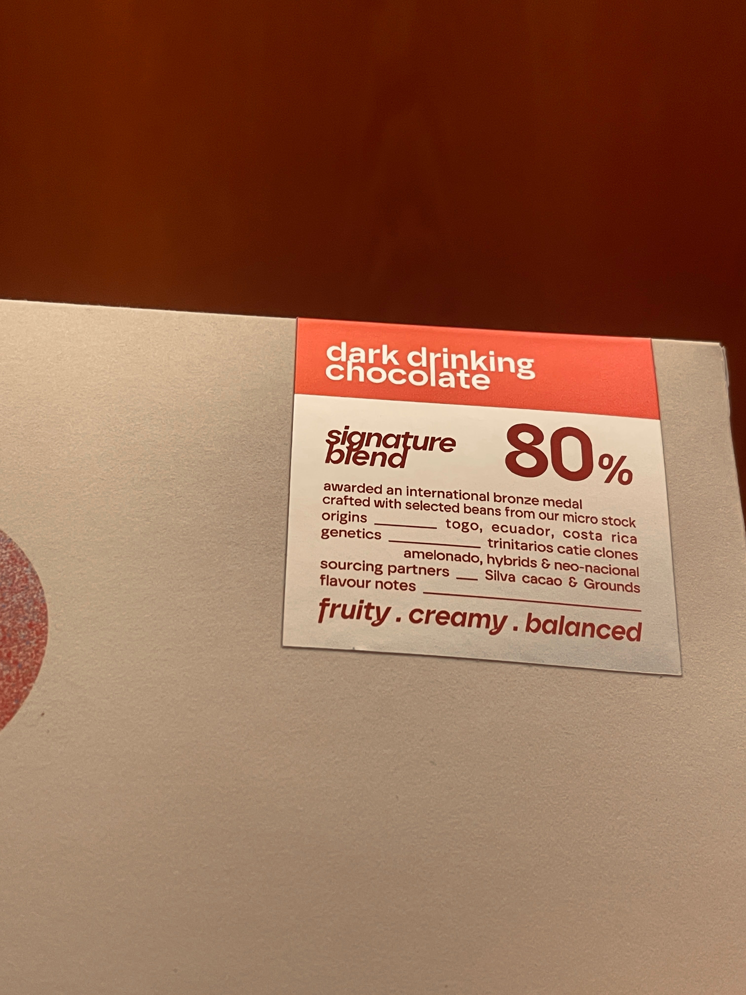 drinking chocolate 80% dark . SIGNATURE BLEND . balanced – ander _